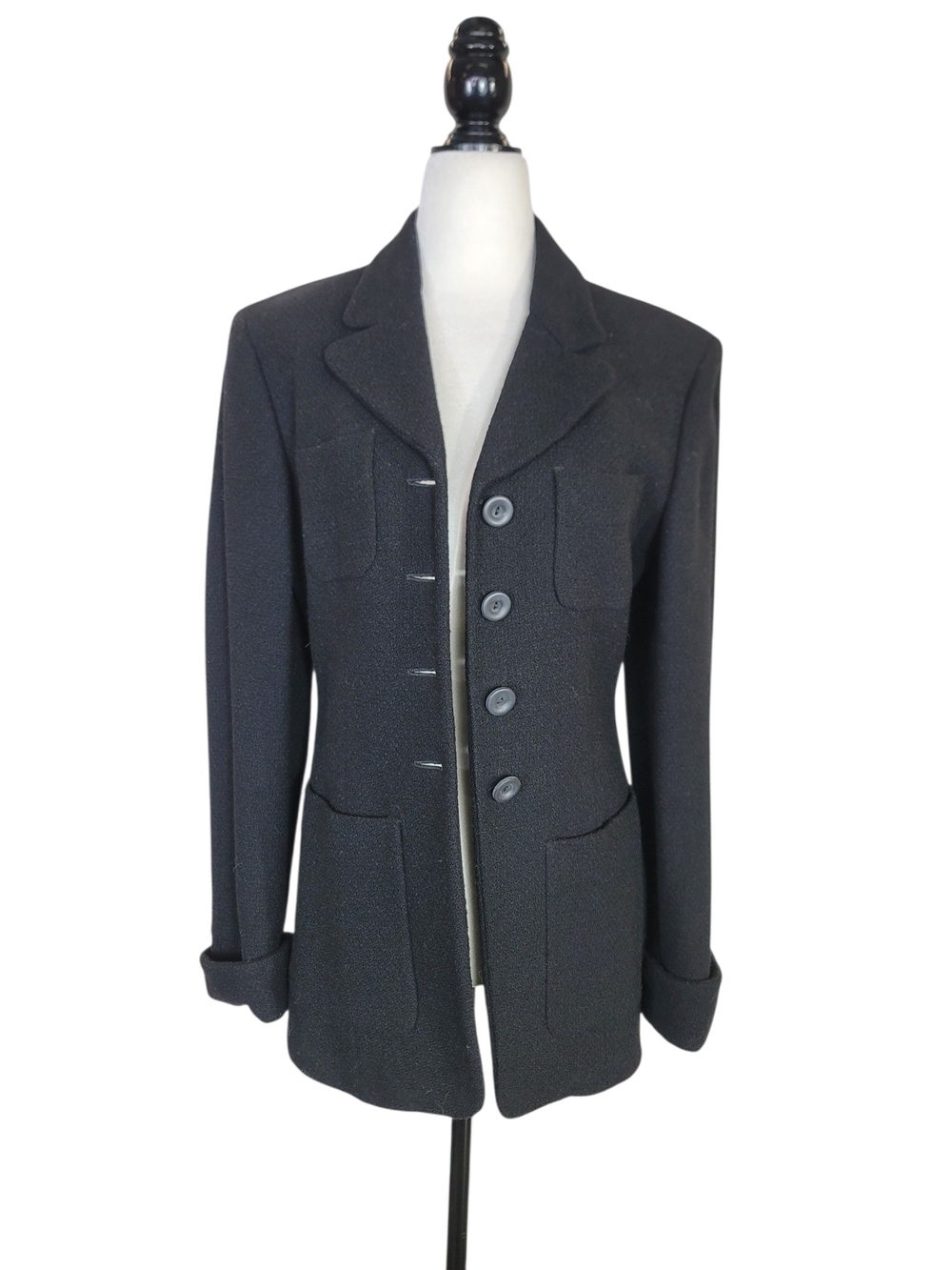 Sisley Black Tailored Button-Front Blazer Jacket